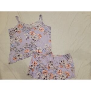 Lilac & London 2 Piece Pajama Shorts Tank Purple Floral Womens Plus 3X